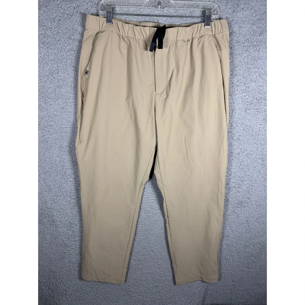 FIGS PRO Mens Scrub Pants Large Short Tan Khaki Elastic Waist Stretch Medical